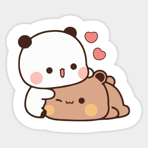 cute animal panda bear love couple kawaii -- Choose from our vast selection of stickers to match with your favorite design to make the perfect customized sticker/decal. Perfect to put on water bottles, laptops, hard hats, and car windows. Everything from favorite TV show stickers to funny stickers. For men, women, boys, and girls. Kawaii, Cute Couple Cartoon Stickers, Bear Stickers Printable, Kawaii Panda Drawing, Cute Couple Stickers, Cute Panda Stickers, Cute Bear Couple, Cutie Cake, Panda Couple