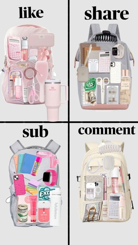 Clean Girl Backpack, Clean Girl School Supplies, Bookbag Essentials, What To Put In Your School Bag, Backpacks On Amazon, Middle School Essentials, Middle School Supplies, School Backpack Essentials, School Wishlist