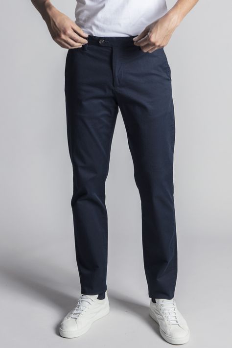 The Chino - Tapered Mens Pants - Cottton Stretch Trousers Made to Fit Navy Chinos Men, Navy Pants Outfit, Trousers Outfit Men, Chinos Men Outfit, Mens Smart Trousers, Navy Pants Men, Navy Chinos, Casual Menswear, Pants Outfit Men