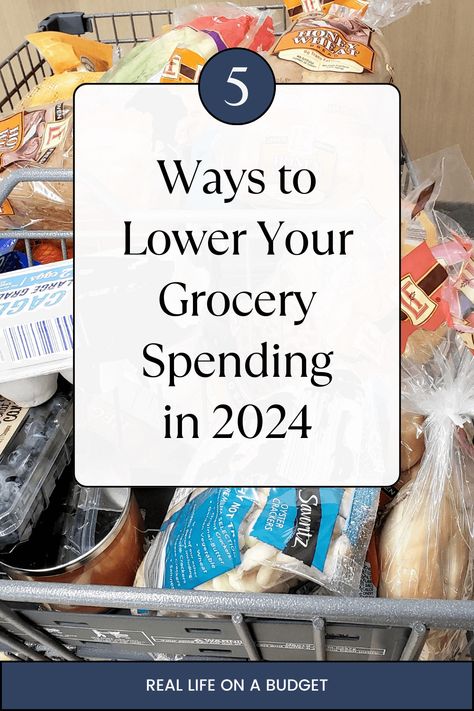 Lowering your grocery spending doesn't have to be complicated. Here's how my family is planning to lower grocery spending in 2024. Money Saving Grocery List, Budgeting Groceries Family Of 4, Family Of 5 Grocery Budget, How To Budget Groceries, Spend Less On Groceries, Food Shopping On A Budget, Budget Grocery List Family Of 3, Money Saving Grocery Tips, Grocery Budget For Four