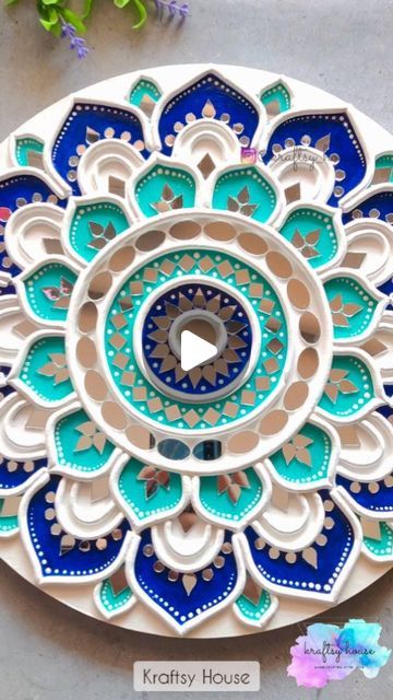 Mandalas, Wall Hanging Mandala Art, Clay Art Wall Hanging, Beautiful Lippan Art, Butterfly Lippan Art, Lippan Art Diy, Blue Lippan Art, Room Decor Handmade Wall Art, Modern Lippan Art