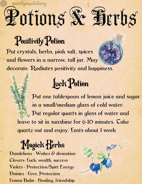 2 Potions and a short guide to Magick Herbs! May print to use in your Book of Shadows. Enjoy! Spells For Book Of Shadows, Halloween Spells And Potions, Herb Potions Witchcraft, Book Of Shadows Herbs, Spells And Potions Recipes, Witches Spells And Potions, Potions And Spells, How To Make Witch Potions, Herbs For Spells And Potions