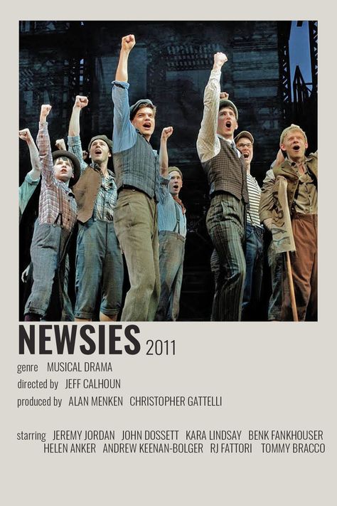 [ alternative minimalist polaroid movie tv show poster ] [ listed: original broadway cast / obc of newsies the musical ] Musical Posters Aesthetic, Newsies Musical Poster, Newsies Broadway Icons, Musicals Posters Broadway, Musical Theatre Bedroom Ideas, Newsies The Musical, Musicals Aesthetic Broadway, Musical Posters Broadway, Broadway Musical Posters