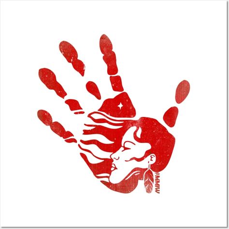 Red Hand #MMIW by testeemoney-artshop Indigenous Two Spirit Art, Mmiw Tattoos For Women, Indigenous Painting Ideas, Indigenous Drawing, Indigenous Women Art, Mmiw Red Hand Print, Red Hand Print, Native Wallpaper, Native American Poster