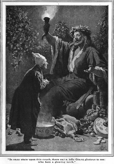 December 11, "I am the Ghost of Christmas Present," said the Spirit. "Look upon me!" Scrooge reverently did so. It was clothed in one simple green robe, or mantle, bordered with white fur. This garment hung so loosely on the figure, that its capacious breast was bare, as if disdaining to be warded or concealed by any artifice.   Charles Dickens, A Christmas Carol Natal, The Man Who Invented Christmas, Christmas Carol Ghosts, The Ghost Of Christmas Present, Dickens Christmas Carol, Scrooge Christmas, Xmas Carols, Ghost Of Christmas Present, Charles Dickens Christmas