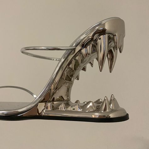 Patent Calfskin Heeled Sandals In Silver Box, Tags, Dust Bag Everything Included. More Deets Below: Open Round Toe Grained Leather Footbed Sculptural Heels Heel: 4 In . Sole: Leather Made In Italy Pointy Heels Outfit, Alaia Heels, Fairy Shoes, Silver Boots, Pointy Heels, Heels Outfits, Silver Box, Silver Shoes, Pretty Shoes