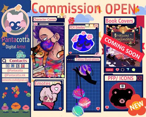 🌼Full prices and info are up on my Carrd : https://pantacotta.carrd.co/ 🌼Please read the full TOS. 🌼If you are interested or have questions feel free to DM or Email me! 🌼Email: pantacotta.studio@gmail.com ✨All saves, follows, comments, likes and shares are appreciated 💖 . . . . . . . #commission #commissionsopen #digitalart #illustration #tattoo #characterdesign #tattoodesign #ych #emotes #anime #fanart #manga #digitalartist #xppen #krita #art #tattooideas Digital Art Commission Prices, Carrd Inspo Art Commissions, Digital Art Commissions, Commission Prices Sheet, Carrd Commission Ideas, Art Commissions Prices, Carrd Inspo Artist, Art Commissions Template, Art Commission Sheet Template