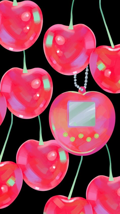 cherry wallpaper🍒 Kawaii, Cherry Aesthetics, Cherries Art, Cherry Wallpaper, Cherry Art, Blue Drawings, Light Aesthetic, Fun Wallpaper, Kawaii Core