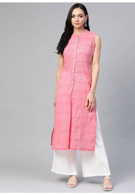 Pink Cotton Kurti, Straight Kurti Designs, Ladies Kurta, Kurtis Indian, Plain Kurti, Indian Kurtis, Kurta Dress, Designer Kurtis, Kurta Designs Women