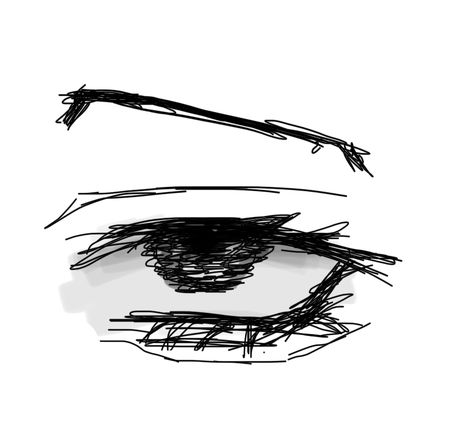 Eye Roll Drawing Reference, Eye Sketch Digital, Tried Eyes Drawing, Heart Shading Drawing, Eye Type Drawing, Scared Eyes Drawing Reference, Tired Expression Draw, Tired Eye Reference, Void Eyes Drawing