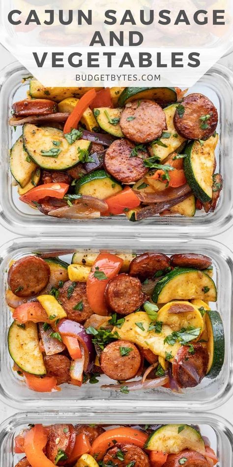 Essen, Sausage And Vegetables, Cajun Sausage, Clean Meal Prep, Crockpot Healthy, High Protein Meal Prep, Healthy High Protein Meals, Healthy Lunch Meal Prep, Dinner Meal Prep