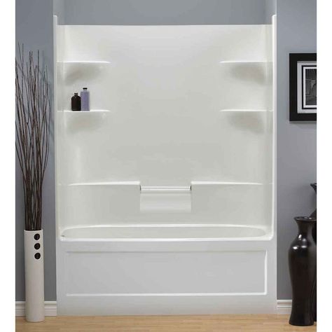 Mirolin Belaire 32.5-inch D x 60-inch W x 78-inch H 4-shelf 1-Piece Right Hand Drain Tub &... | The Home Depot Canada One Piece Tub Shower, Shower Inserts, Bathtub Walls, Shower Units, Tub Doors, Small Toilet, Shower Surround, Tub Shower Combo, Tub Shower