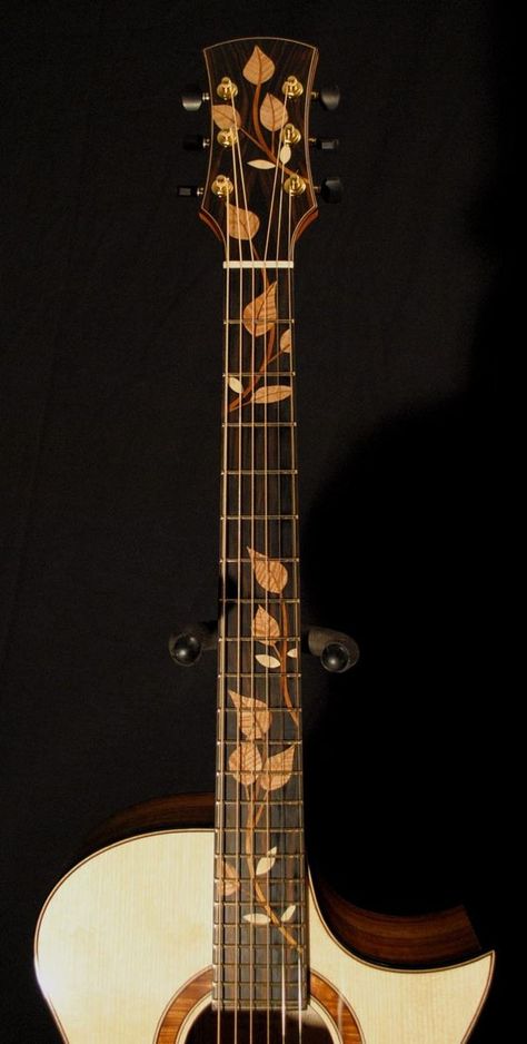 Custom Made Grand Auditorium Koa, Adirondack Custom Acoustic Guitars, Guitar Inlay, Instruments Art, Bass Ukulele, Macassar Ebony, Guitar Ideas, Guitar Chords And Lyrics, Guitar Obsession, Guitar Painting