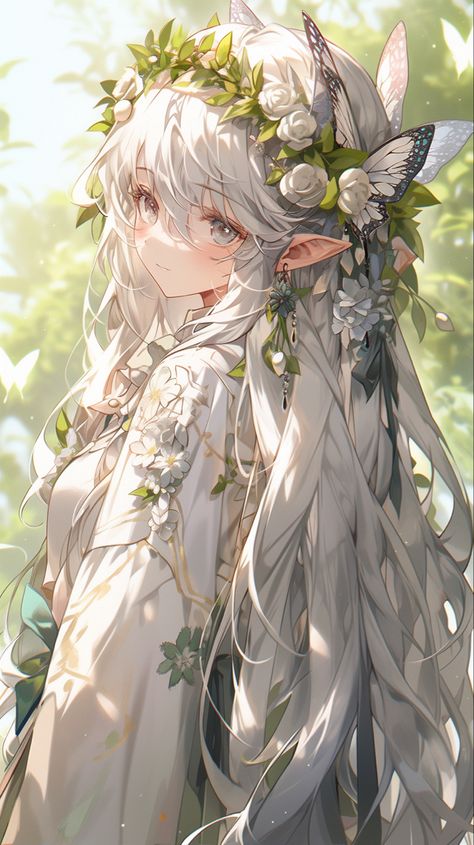 Nahida Aesthetic, Long Glitter Dress, Nahida Genshin Impact, Crown Drawing, Enchanting Forest, Aesthetic Core, Anime Elf, Dreamy Artwork, Elf Art