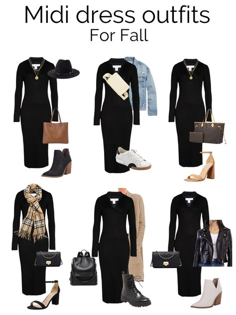 Dress To Wear In Winter, Black Casual Long Dress Outfit, Black Jersey Dress Outfit Winter, Maxi Knit Dress Winter Outfit, Long Sleeve Black Midi Dress Outfit, Winter Long Dress Outfit Casual, Bodycon Knit Dress Outfit, Black Knit Long Dress, How To Style A Long Bodycon Dress