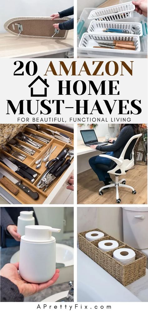 These Amazon home solutions and must-haves are for those craving beauty & function at home. From DIY tools to storage ideas, kitchen and bathroom solutions, gadgets & more! #Amazon #AmazonHome #AmazonKitchen #AmazonBathroom #HomeOffice #Tools Organisation, Interior Decorating Tips, Bathroom Gadgets, Must Have Gadgets, Home Solutions, Kitchen Solutions, Bathroom Solutions, Kitchen Must Haves, Organic Forms