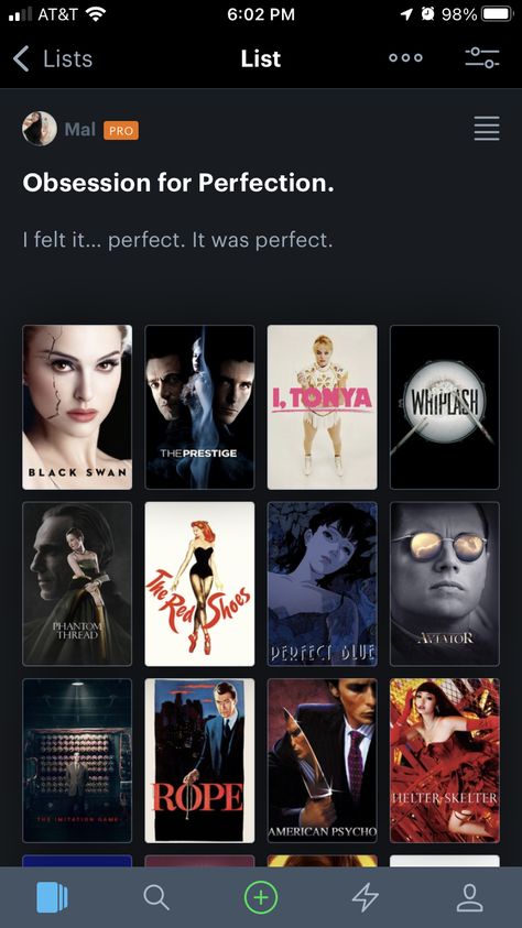 Letterboxd List Aesthetic, Whiplash And Black Swan, Dark Feminine Films, Enfp Movie List, Male Manipulator Movies, Must Watch Movies List Classics, Entp Movie List, If This Is Her Vibe Run, Making Movies Aesthetic