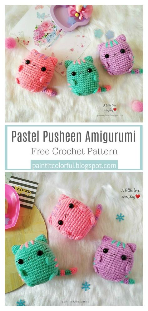 Pastel Pusheen Amigurumi Crochet gratuit Amigurumi Patterns, Amigurumi Free Pattern Beginner, Cat Free Crochet Pattern, Crochet Pastel, Aesthetic Crochet Patterns, Amigurumi Free Crochet Pattern, Amigurumi For Beginners, Crochet Teddy Bear Pattern, Free Aesthetic