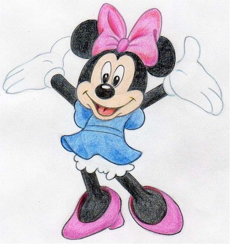 How To Draw Minnie Mouse: www.easy-drawing-and-sketches.com Kawaii, Mini Mouse Drawing, Draw Minnie Mouse, Animation Character Drawings, Minnie Mouse Drawing, Mouse Sketch, Mickey Mouse Drawings, Disney Character Drawing, Cartoon Drawings Sketches