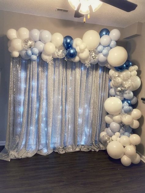 Birthday Decorations Winter, Winter Wonderland Party For Adults, Winter And Wonderland Theme, Christmas Themed Sweet 16, Winter Ball Theme Party, Winter Dance Backdrop, Winter Formal Backdrop Ideas, Winter Ball Sweet 16, Prom Winter Wonderland