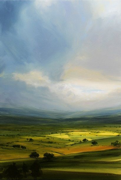 Hills Acrylic Painting, Luminism Painting, Rolling Hills Painting, Rolling Hills Landscape, Contemporary Landscape Painting, Landscape Art Painting, Landscape Paintings Acrylic, Sky Painting, Watercolor Landscape Paintings