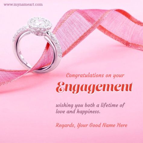 Silver Diamand Engagement Ring Image With Name Create Happy Ring Ceremony Wishes, Congratulations Wishes For Engagement, Engagement Quotes Congratulations, Congratulations Wallpaper, Wedding Congratulations Wishes, Engagement Ring Quotes, Quotes Congratulations, Congrats Wishes, Flower Bouquet Card