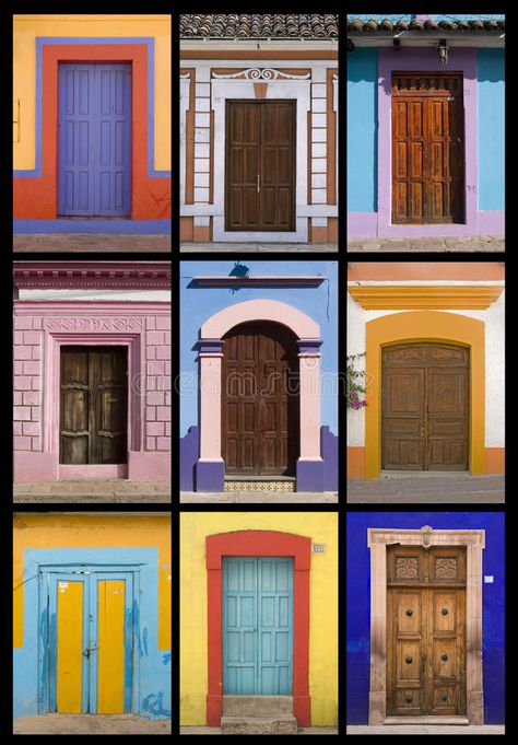 Colorful Mexican House, Mexican Architecture Traditional, Traditional Mexican House, Mexican House Exterior, Colonial Doors, Mexican Doors, Colonial House Exteriors, Mud House, Dome Home