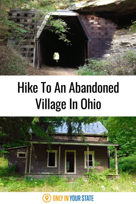 Hike through an abandoned tunnel to this eerie ghost town in Ohio. Nature, Abandoned Tunnel, Haunted Ohio, Day Trips In Ohio, Abandoned Ohio, Ohio Attractions, Ohio Hiking, Ohio Vacations, Outing Ideas
