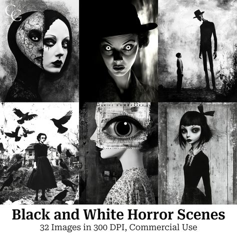 Black And White Horror, Horror Scene, Gothic People, Vintage Gothic, Creepy Art, Junk Journaling, Journal Paper, Black & White, Paper Craft Projects