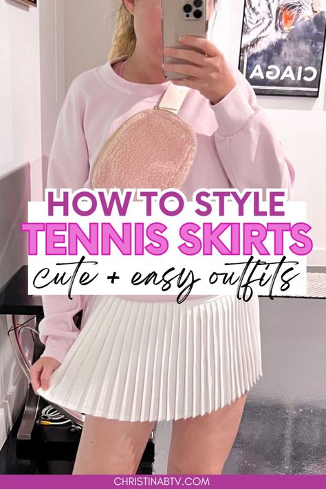 Wish you could learn how to style a tennis skirt like a cool girl? We go you covered with these tennis skirt outfits that are totally trendy and chic! How To Style Pleated Tennis Skirt, Athletic Pleated Skirt Outfit, Tennis Skirt With Button Up Shirt, Pleated Athletic Skirt Outfit, Orange Tennis Skirt Outfit, How To Wear Tennis Skirt, What To Wear With Tennis Skirt, Styling A Tennis Skirt, How To Style Athletic Skirt