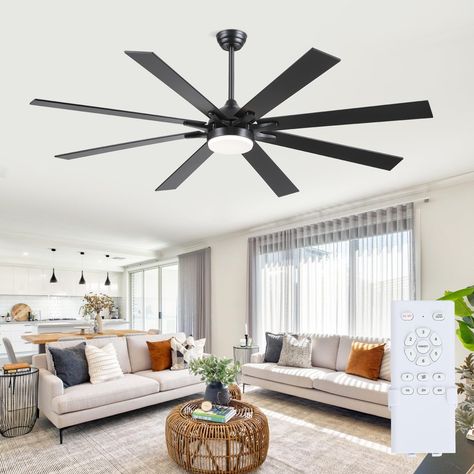 PRICES MAY VARY. Modern Style - The unique design of the ceiling fan showcases a fashionable and minimalist modern style, making it ideal for bedrooms, living rooms, garages, and covered patios. Equipped with a remote control, it allows you to effortlessly command the functions of the ceiling fan. High CFM - The 72 inch large ceiling fan delivers high airflow and covers a wide blowing range. With 6-speed adjustments, it meets your diverse wind speed preferences. The 3-color adjustable lighting c Ceiling Fan For Bedroom, Large Ceiling Fan, Fan For Bedroom, Living Room Ceiling Fan, Wooden Fan, Ceiling Fans With Lights, Fans With Lights, Covered Patios, Porch Ceiling