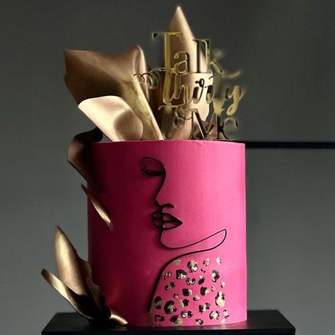 MARIE CATHERINE VEERASAWMY-PARATIAN on Instagram: "Talk thirty to me! I created this ultra-glam cake for a lady’s 30th birthday party. With a hot pink base, gold and black leopard print design, and personalized silhouette, this cake was the perfect show-stopper. What do you think? . . . #talkthirtytome #talkthirtytome🫦 #birthday #cake #birthdaycake #edinburgh #cakedbycatherine #edinburghcakes #thisisedinburgh" Hot Pink And Black Cake Birthday, Fuschia Cake Birthday, Black And Pink Cake Design, Talk Thirty To Me Cake, Pink Black And Gold Cake, Black And Pink Cake Birthdays, Hot Pink Cake Birthday, Glam Birthday Cake, Pink And Black Birthday Cake