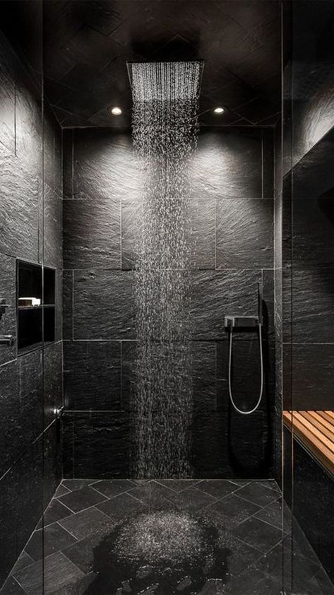 Drømme Bad, Tiled Bathroom, Creative Tile, Bilik Mandi, Stone Tile Wall, Bathroom Shower Design, تصميم للمنزل العصري, Interior Design Per La Casa, Bad Inspiration