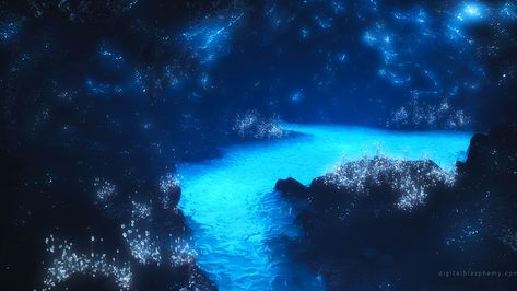 Glow worm caves. Glow Worm Cave, Underwater Caves, Neon Backgrounds, Crystal Cave, Blue Wallpaper Iphone, River Art, Cool Wallpapers For Phones, Blue River, Neon Wallpaper