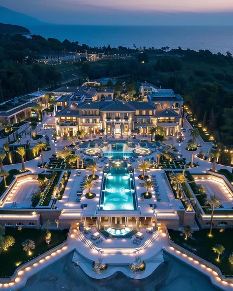 Introducing ‘The Aegean Splendor,’ a $100 million concept mansion that harmoniously blends Modern and Greek architectural styles, creating… | Instagram Massive Living Room, Dream House Pictures, Closet Spaces, Castle House Design, تويوتا لاند كروزر, Big Mansions, Pelan Rumah, Eksterior Modern, Dream Life House