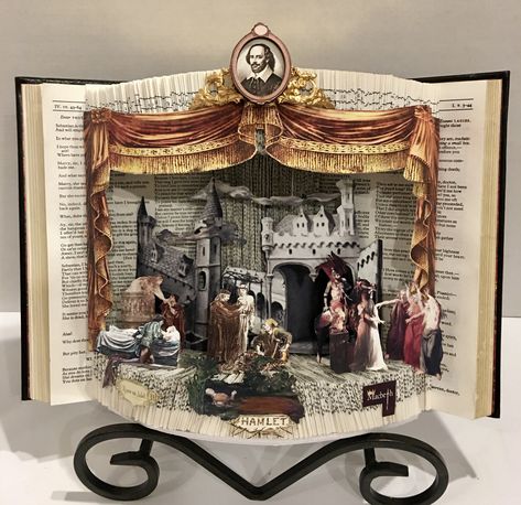 Pop Up Theatre, Book Sculpture Diy, Diorama Theater, Altered Book Sculpture, Book Diorama, Arte Pop Up, Book Art Projects, Book Art Sculptures, Old Book Crafts