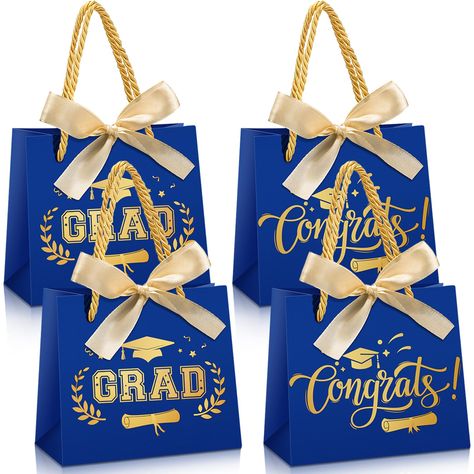 PRICES MAY VARY. Abundant Quantity: you will receive 48 pieces of paper treat bags, designed with handles, convenient to use, and sufficient quantity to meet your various parties demands; You can also share them with others during graduation events Small Gift Bag Bulk: our graduation bag's size is about 5.5 x 4.7 x 2.5 inches, which has ample space to store graduation gifts; It is ideal for holding most party favors, such as goodies, cookies, toys, chocolate, and other small gifts; Please check Middle School Graduation Party, Graduation Gift Bags, Grad Party Favors, Middle School Graduation, Graduation Favors, Graduation Party Supplies, Bow Ribbon, Small Gift Bags, Congrats Grad