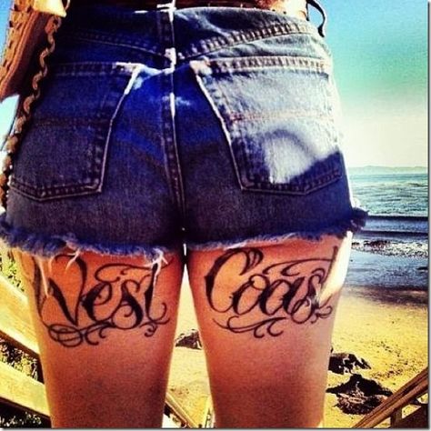 Sexy under the butt of tattoos for girls ❖❖❖  #girls #tattoos #under ❖❖❖     By virtue of end-to-end tattoos are downright sexy!  Yes, these tattoos are quickly gaining popularity among young girls who want to flaunt their sexy tooshies without being labeled "queens bastard".  These tattoos are also called, under thigh tattoos and are very beautiful in appearance, if done in the right way, and by a professional tattoo a... Female Tattoos, Lana Del Rey, West Coast Tattoo, Coast Tattoo, Tattoos Male, Male Tattoos, Tattoos Female, Girls Tattoos, Tattoos Arm