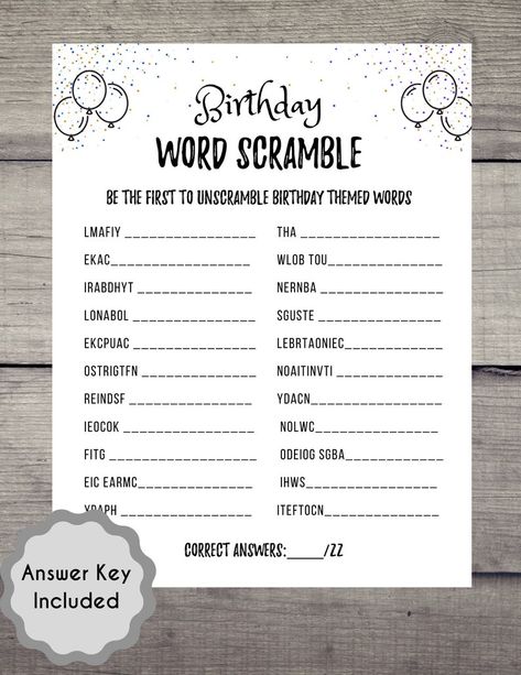 Birthday Games for Him Bundle, Adult Birthday Party, Birthday Trivia Games,20th, 21st, 25th, 30th, 35th, 45th, Birthday Games, PRINTABLES - Etsy Croatia Games To Play At A Birthday Party, Birthday Word Scramble, Would He Rather, 30th Birthday Party Games, Sweet 16 Games, Birthday Trivia, 40th Birthday Games, Girls Birthday Games, 30th Birthday Games