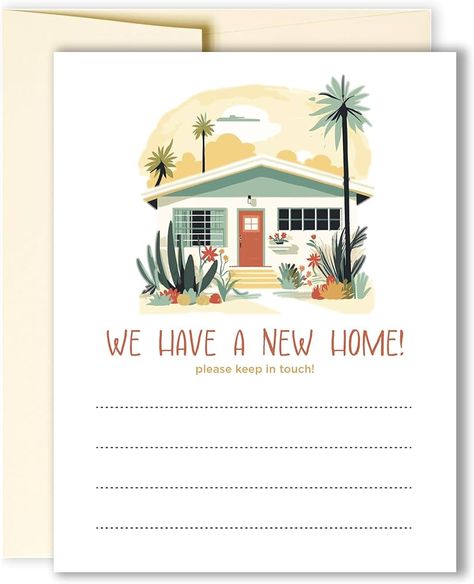 Amazon.com : 30 New Address Cards with Envelopes, Fill-In Moving Announcements - New Address Postcards with Mid Century California House Design and Cream Envelopes - Moving Announcement For New Home : Office Products Mid Century California, Home Office Products, New Address Cards, California House, Moving Announcement, Moving Announcements, Address Card, New Address, Cards With Envelopes