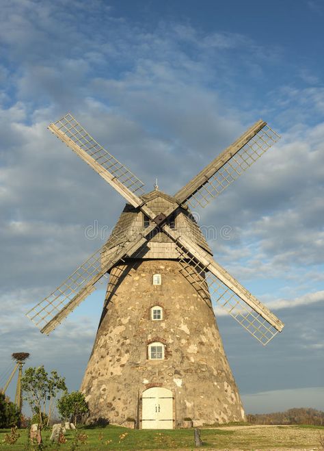 Old windmill near Cesis, Latvia, Europe royalty free stock photos Vertical Windmill, Windmill Images, Windmills Photography, Windmill Photos, Dutch Windmill, Old Windmills, Baltic Countries, Dutch Windmills, Beauty Spot