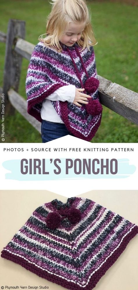 Chunky Ponchos for Kids Free Knitting Patterns - Free Crochet Patterns Super Chunky Knit Patterns Free, Knit Poncho Free Pattern, Poncho Knitting Patterns Kids, Poncho Knitting Patterns Free, Knitted Poncho Patterns Free, Kids Poncho Pattern, Easy Poncho Knitting Pattern, Easy Cute Crochet, Crochet Poncho Kids