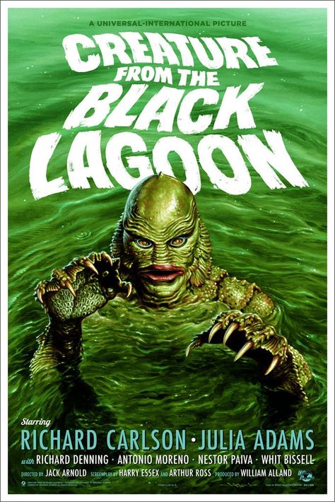 Classic Horror Movies Posters, Classic Monster Movies, Creature From The Black Lagoon, The Black Lagoon, Film Horror, Retro Horror, Famous Monsters, Horror Monsters, Classic Movie Posters