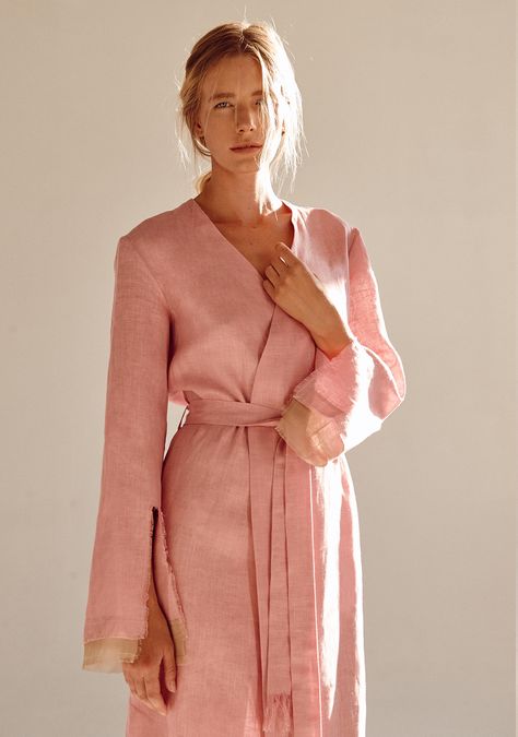 Linen Outfits For Women, Lounge Wear Dress, Elegant Loungewear, Easy Swaps, Judas Tree, Linen Bathrobe, Dress Shawl, Linen Wrap Dress, Summer Dressing