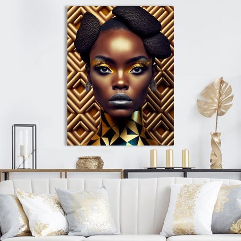 Dakota Fields Hasnath Wall Decor | Wayfair African American Art Women, African American Wall Art, Yellow Home Decor, Beautiful Beautiful, Gold Picture Frames, Retro Women, African American Art, Gray Yellow, Framed Canvas Wall Art