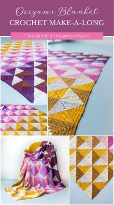 Quilted Crochet Blanket, Bright Color Crochet Blanket, Crochet Gradient Blanket, Quilt Crochet Blanket, Bright Crochet Blanket, Gradient Crochet Blanket, Multicolor Crochet Blanket, Origami Knitting, Geometric Crochet Blanket