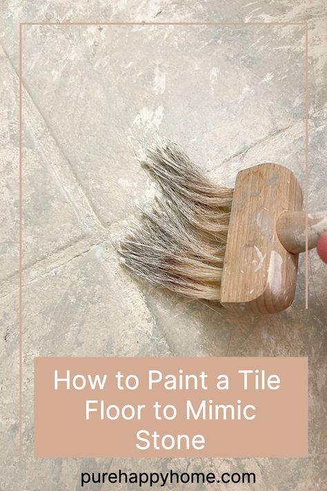 Painted Textured Tile Floor, Paint Your Tile Floor, Bathroom Floor Painted Tile, Painting Bathroom Floor Tiles Diy, Ceramic Floor Painting, Paint For Tile Floors, Painting Floors Tile, Refinish Tile Floor, How To Paint Grout On Tile Floors