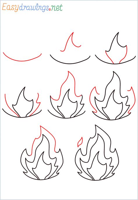 How To Draw Fire Step by Step for Beginners - [8 Easy Phase] Fire Step By Step Drawing, Cute Doodle Art Step By Step, Tattoo Drawings For Beginners, What To Draw Beginners, Anime Fire Drawing, Fire Doodle Art, Easy Sketches For Beginners Doodles, Easy Begginer Drawings, Drawing Fire Tutorial