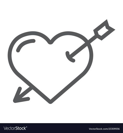 Arrow Stencil, Arrow Line, Love Vector, Heart Piercing, Valentine Cupid, Cupids Arrow, Battle Royale Game, Linear Pattern, Heart With Arrow