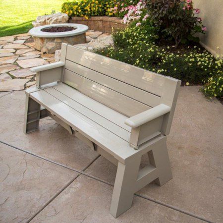 Convert-A-Bench Outdoor Bench and Picnic Table Image 1 of 10 Folding Picnic Table Bench, Picnic Table Bench, Folding Picnic Table, Picnic Bench, Outdoor Bench, Garden Bench, Bench Furniture, Bench Table, Patio Umbrellas